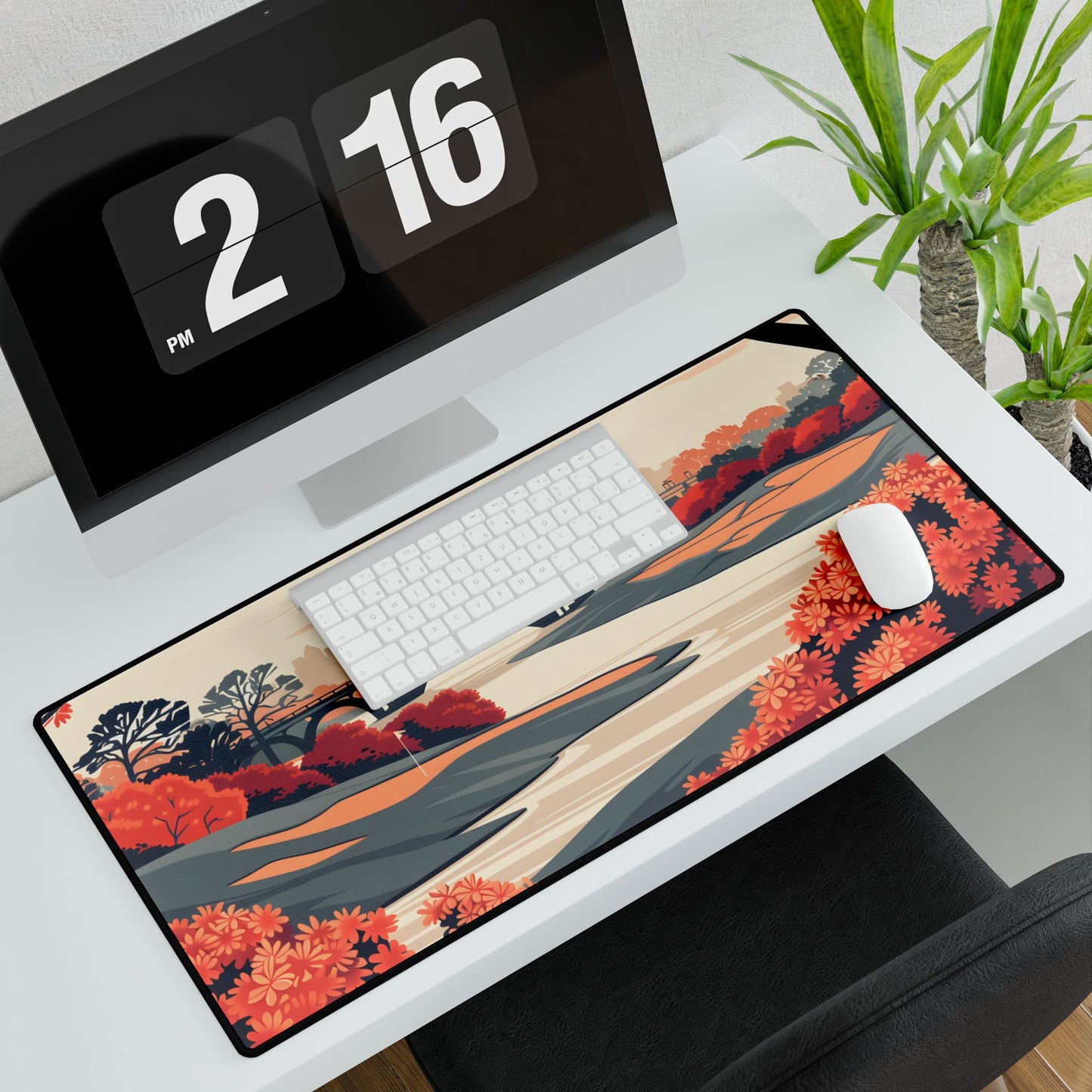Retro Golf Course Illustration: Classic Greens - Desk Mat