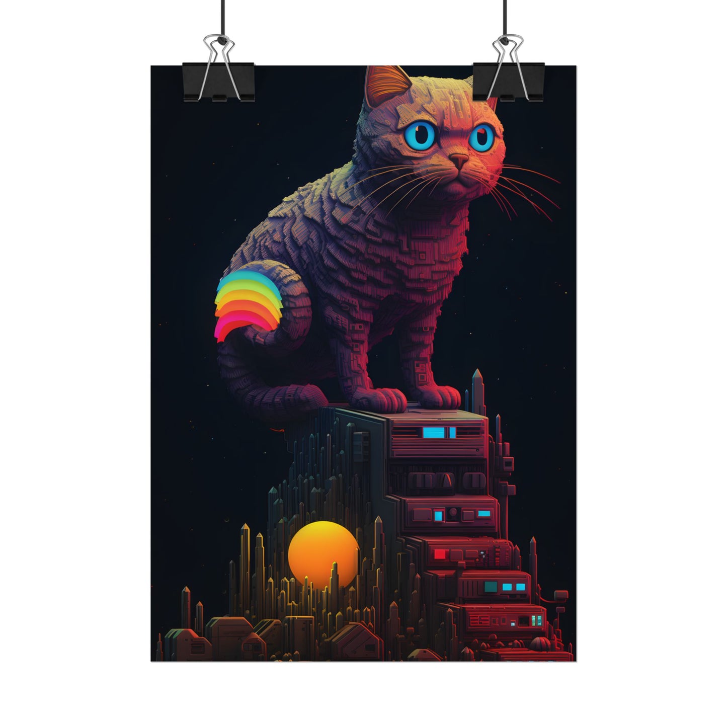 Pixelated Cyber Pets: Futuristic Digital Art - Poster