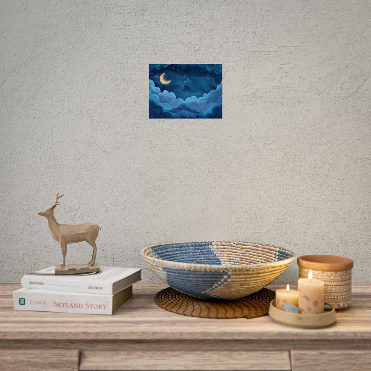 Whispers of a Whimsical Night Sky: Dreamy Celestial Artwork - Poster