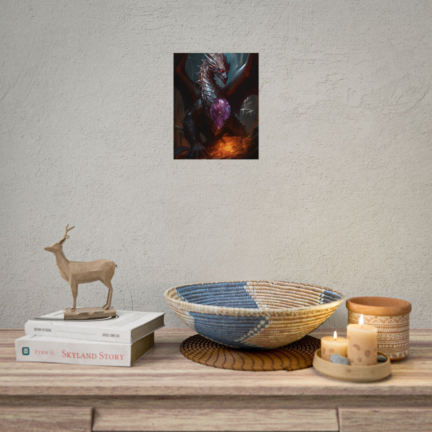 Ancient Fantasy Dragon Guarding Lair: Mythical Artwork - Poster