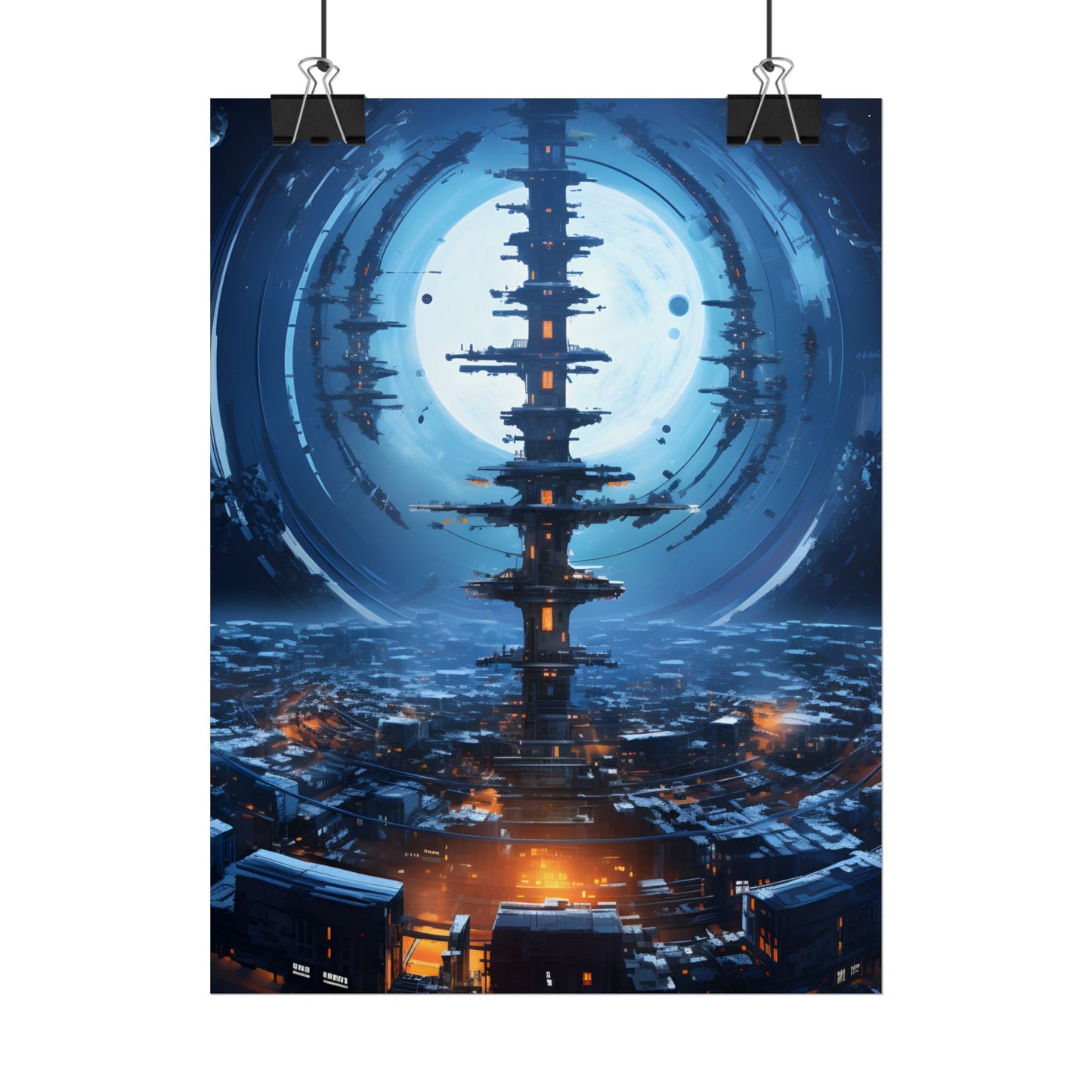 Aetherial Space Station: Low Earth Orbit Digital Art - Poster
