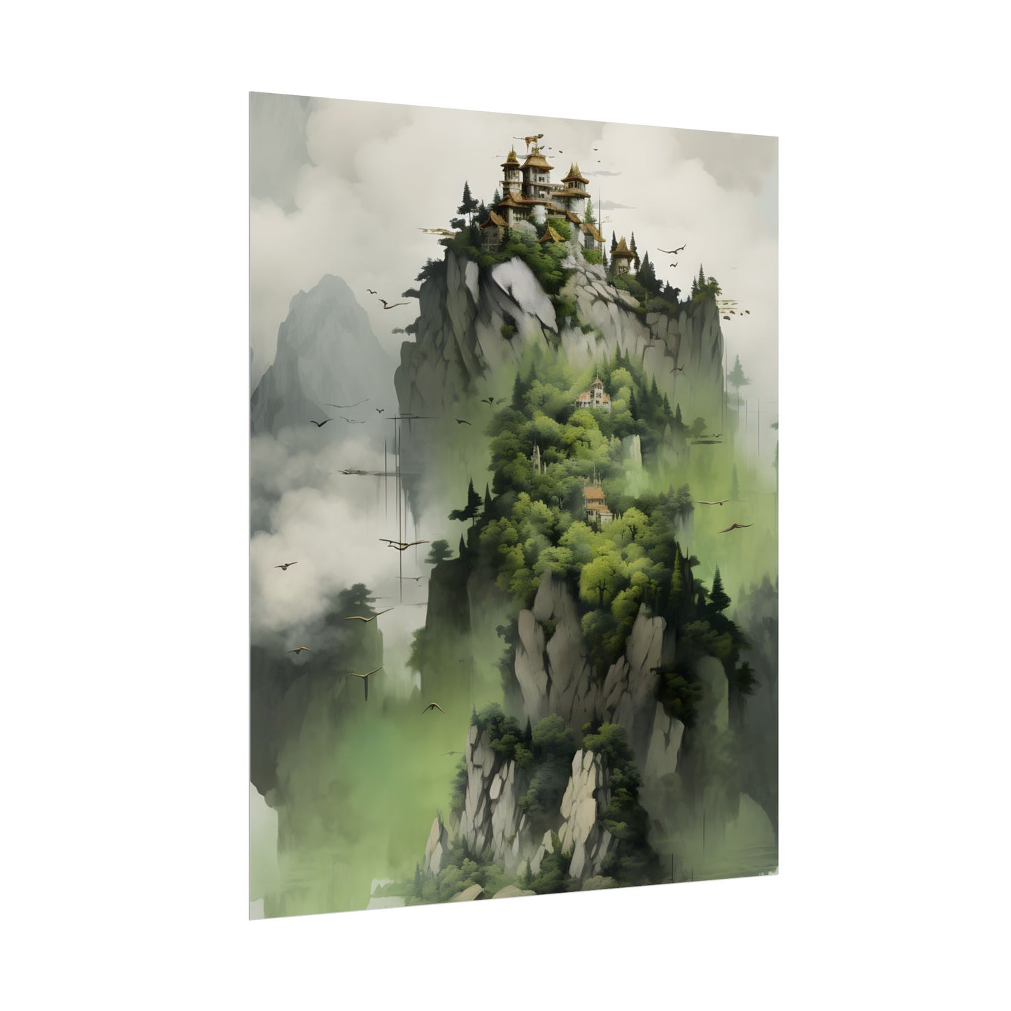 Landscape Masterpiece: Vibrant Ash Magenta & Moss Green Nature Scene - Poster