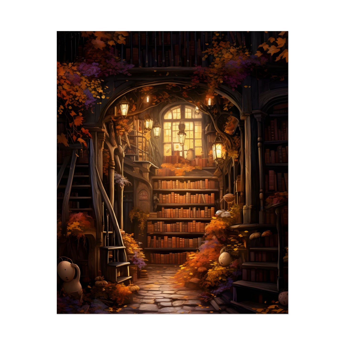 Whimsical Magical Bookshop: Enchanting Artwork in a Hidden Corner - Poster