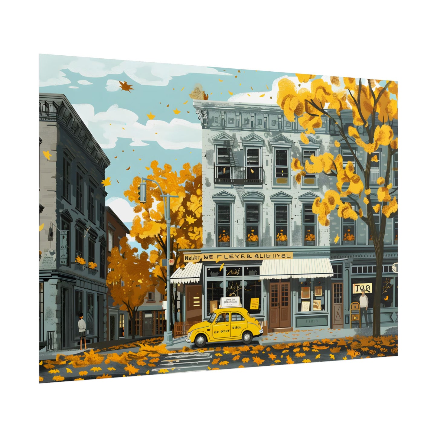Whimsical Yellow Building: Ornate Illustration Artwork - Poster