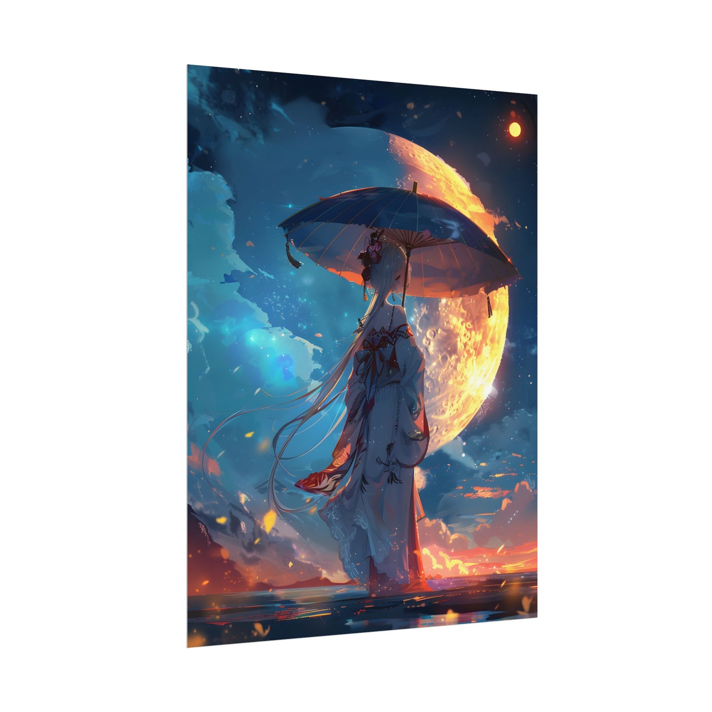 Winter Anime Girl: Holding Umbrella in Snowy Scene - Poster