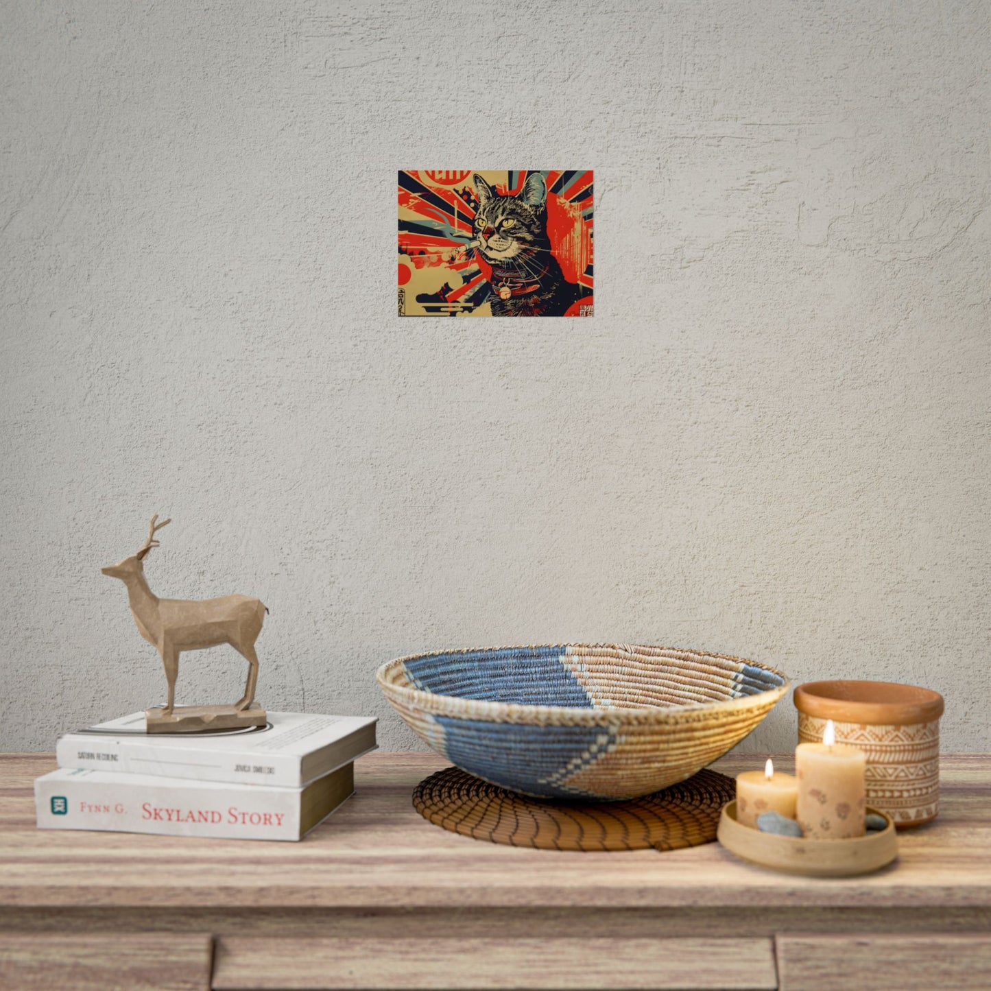 Whimsical Urban Wildlife: Cat Art in a Bolstered Setting - Poster