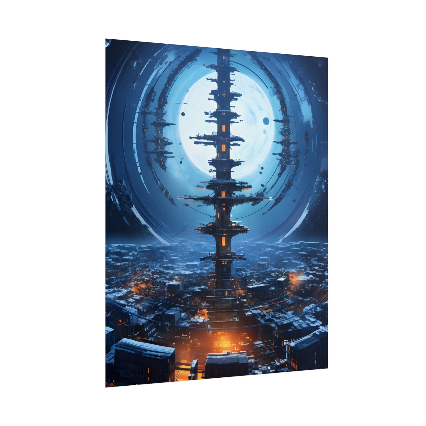 Aetherial Space Station: Low Earth Orbit Digital Art - Poster