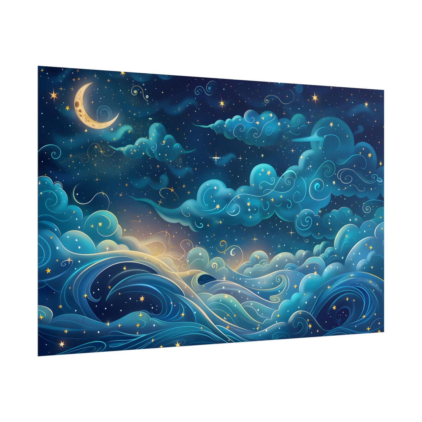 Twinkling Stellar Night Sky: Whimsical Dreamy Artwork - Poster