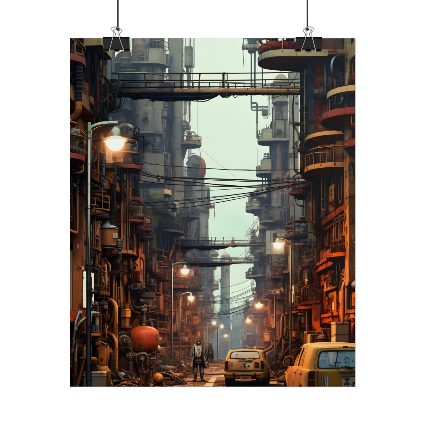 Post-Apocalyptic Steampunk Cityscape: Grim Industrial Landscape Art - Poster