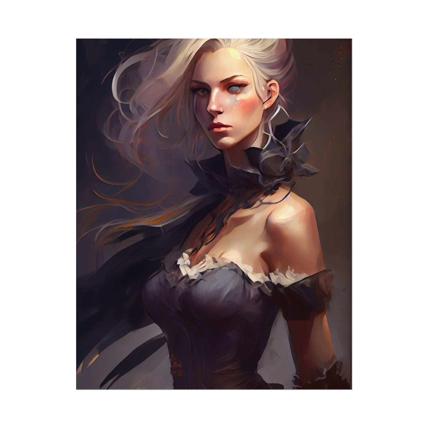 Elegant Blonde Beauty: Whirling Portrait Art - Poster
