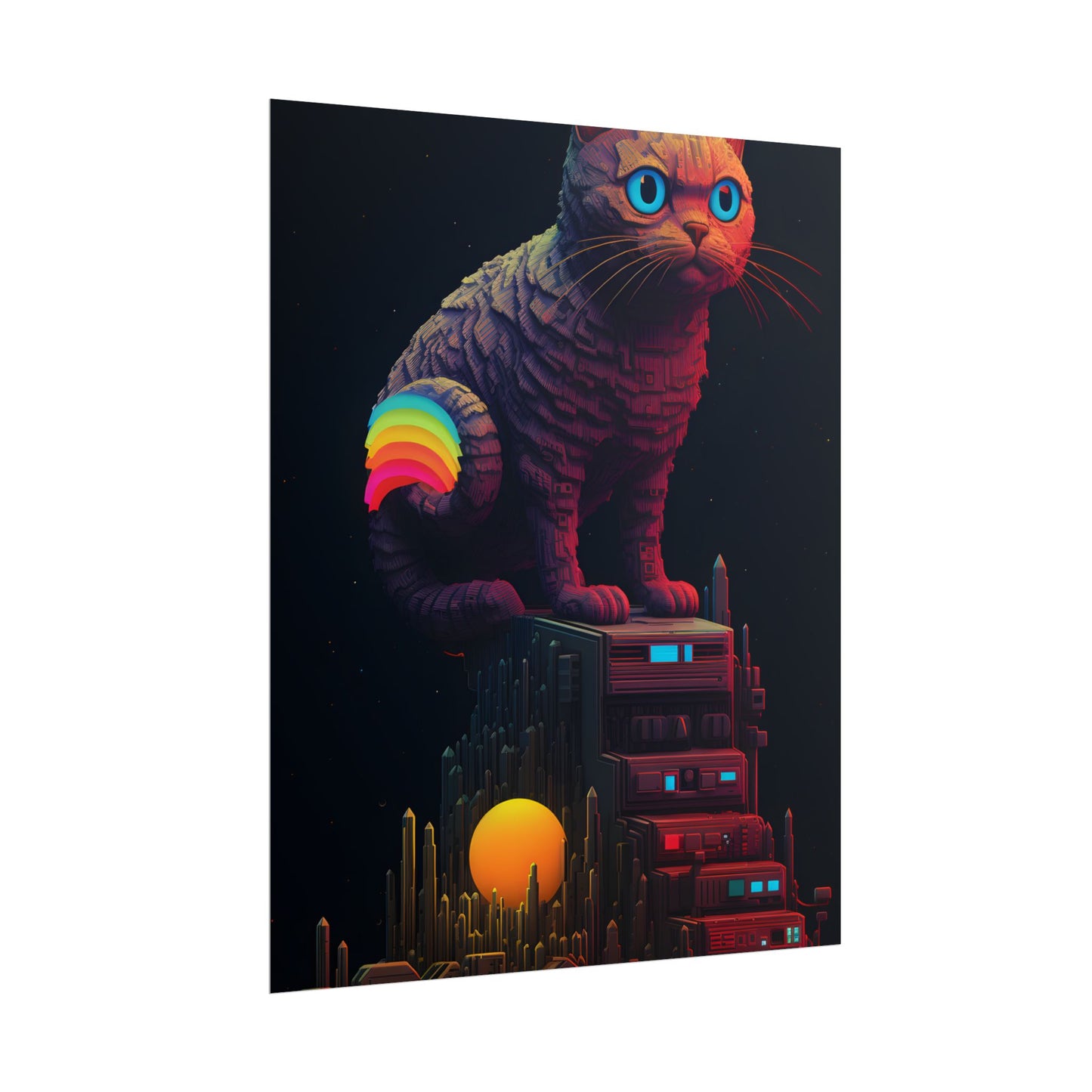 Pixelated Cyber Pets: Futuristic Digital Art - Poster