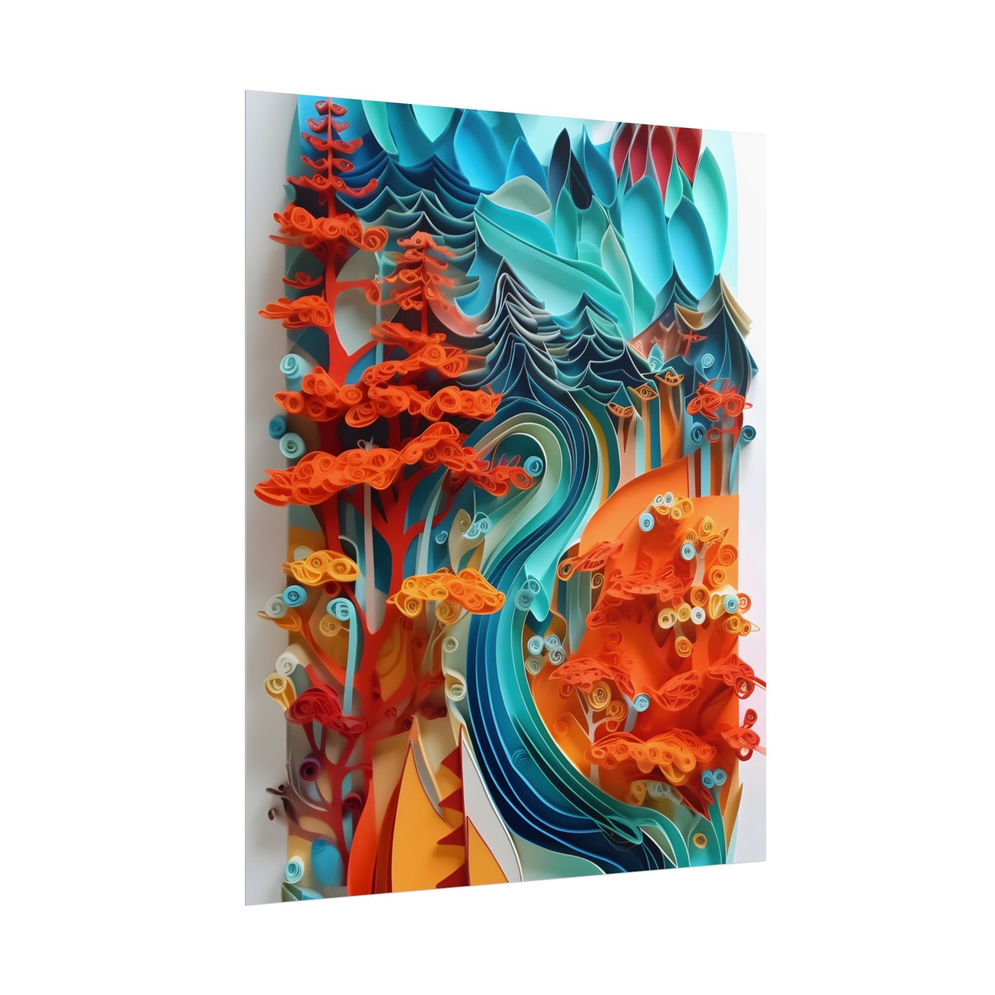 Paper Quilling Island Oasis: Realistic Art Piece - Poster