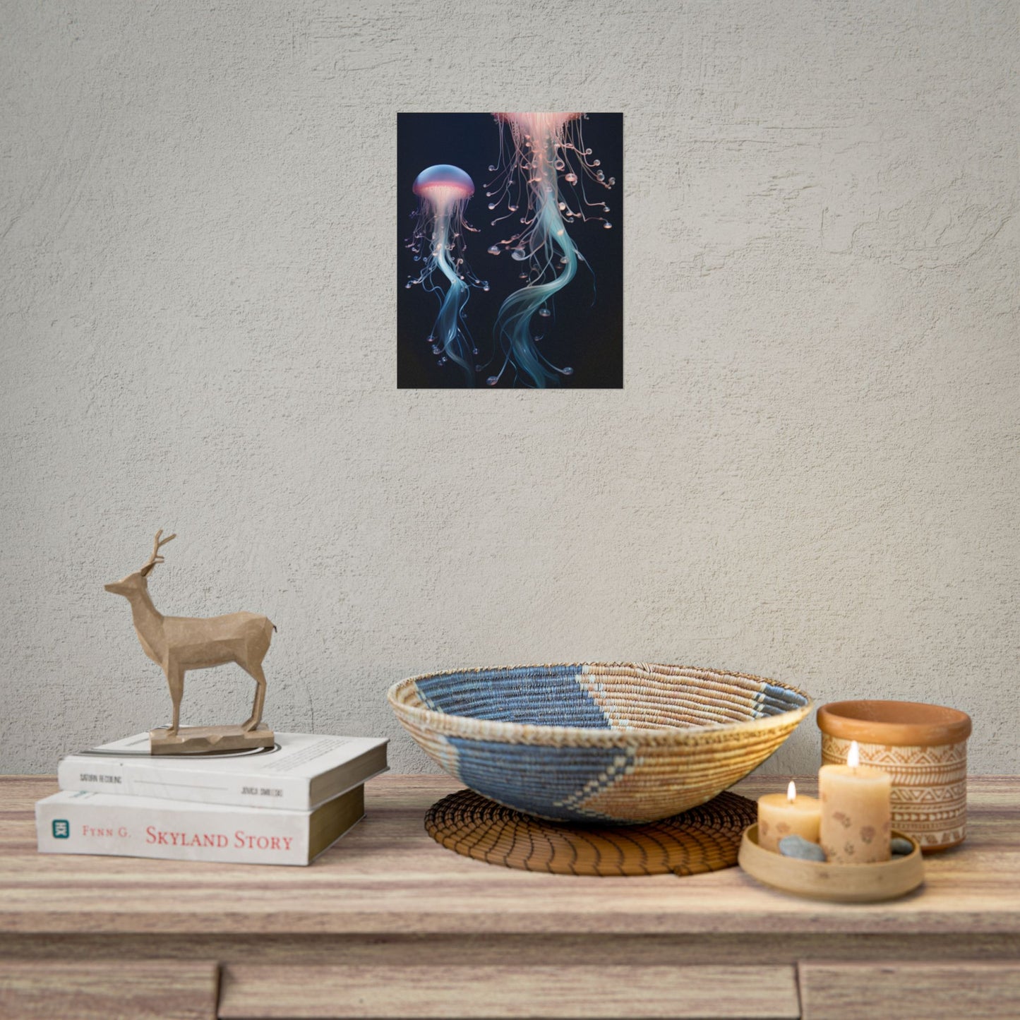 Bioluminescent Oceanic Ballet: Underwater Dancer in Motion - Poster