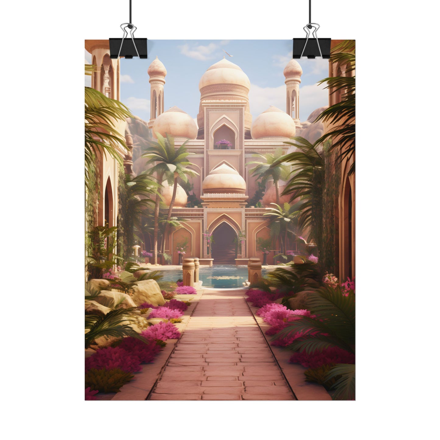 Hidden Arabian Desert Paradise: Serene Oasis Art - Poster