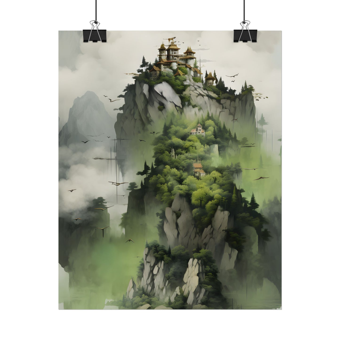 Landscape Masterpiece: Vibrant Ash Magenta & Moss Green Nature Scene - Poster
