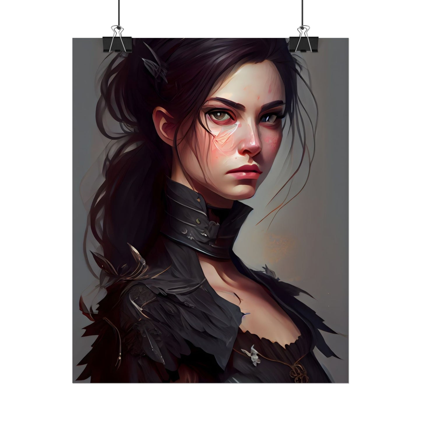 Artistic Female Portrait: Elegant Dress Digital Artwork - Poster