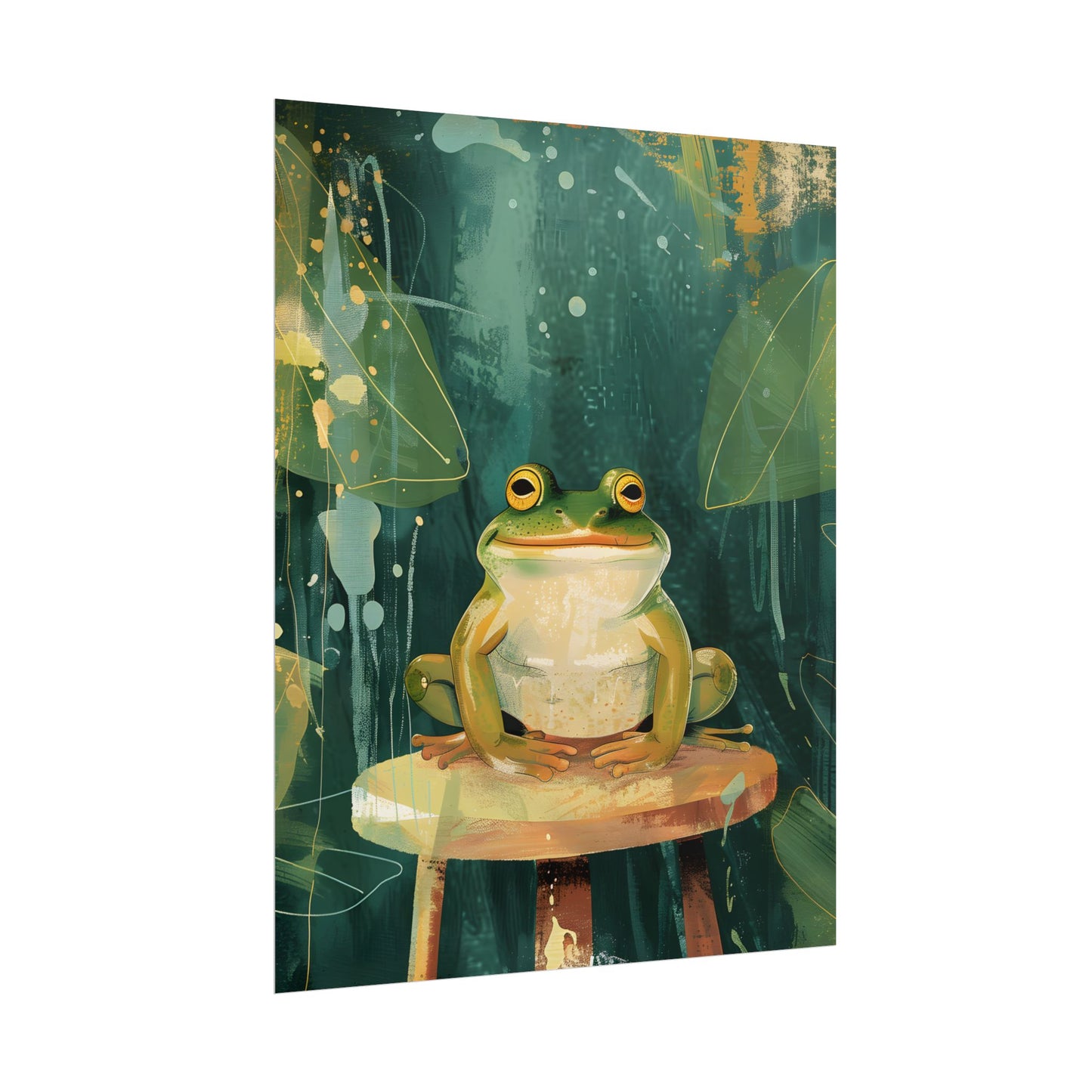 Whimsical Frog Cartoon: Colorful Ta Illustration - Poster