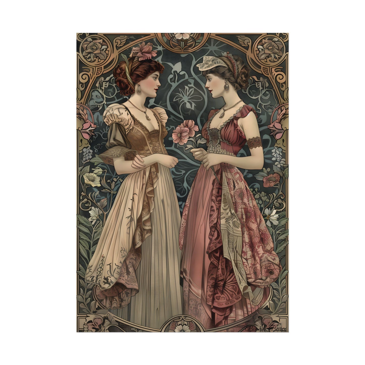 Women in Ornate Attire: Formal Primrose Ceremony - Poster
