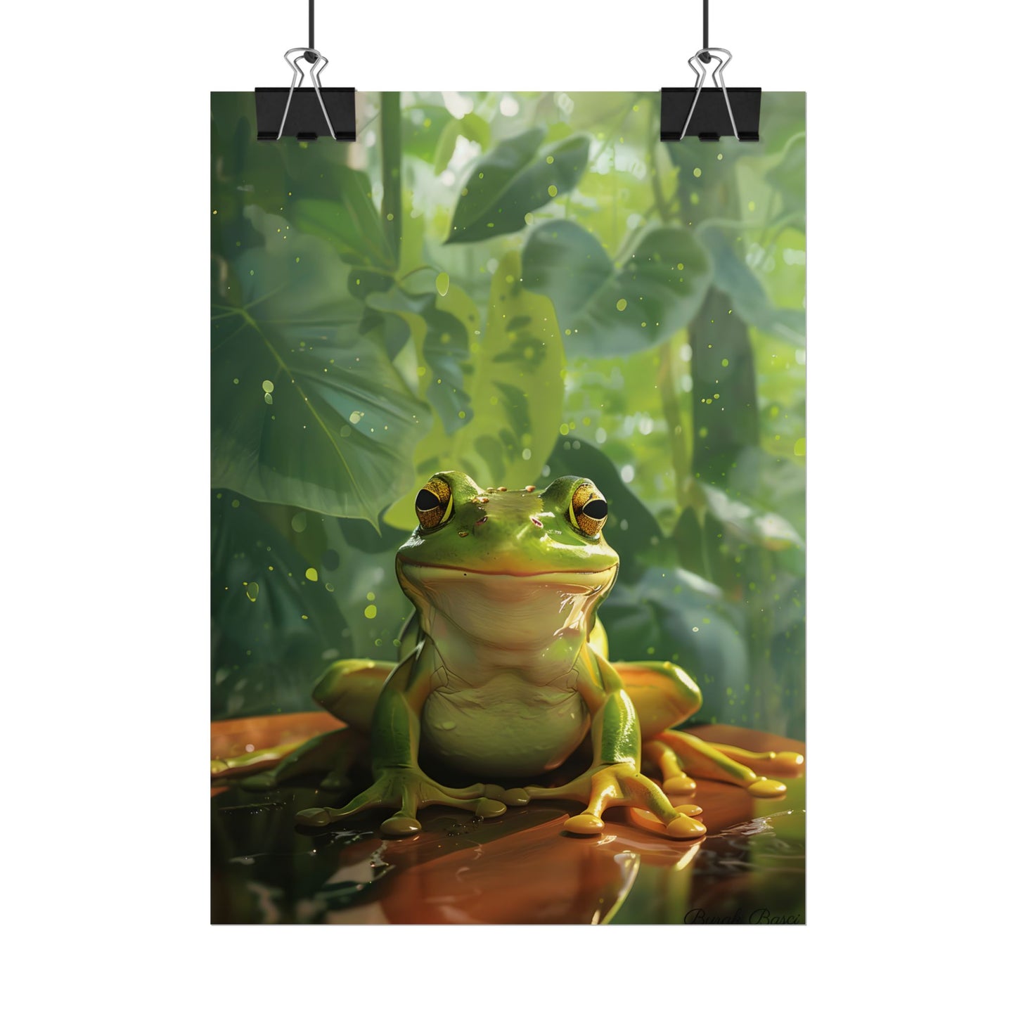 Whimsical Frog Oasis: A Peaceful Lily Pad Scene - Poster