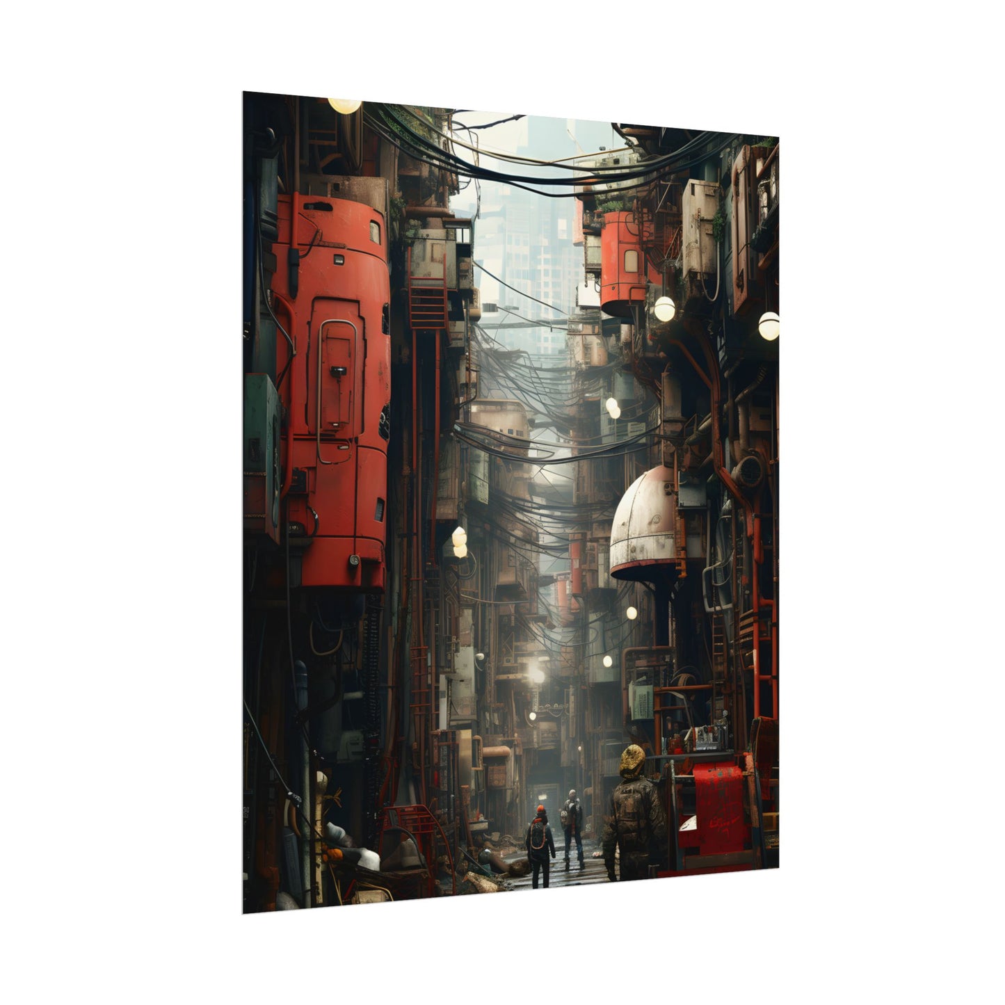 A New Era Unfolds: Post-Apocalyptic Steampunk Cityscape - Poster