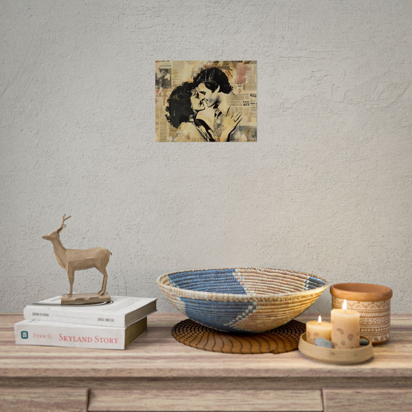 Retro Vintage Romance: Couples Newsprint Artwork - Poster