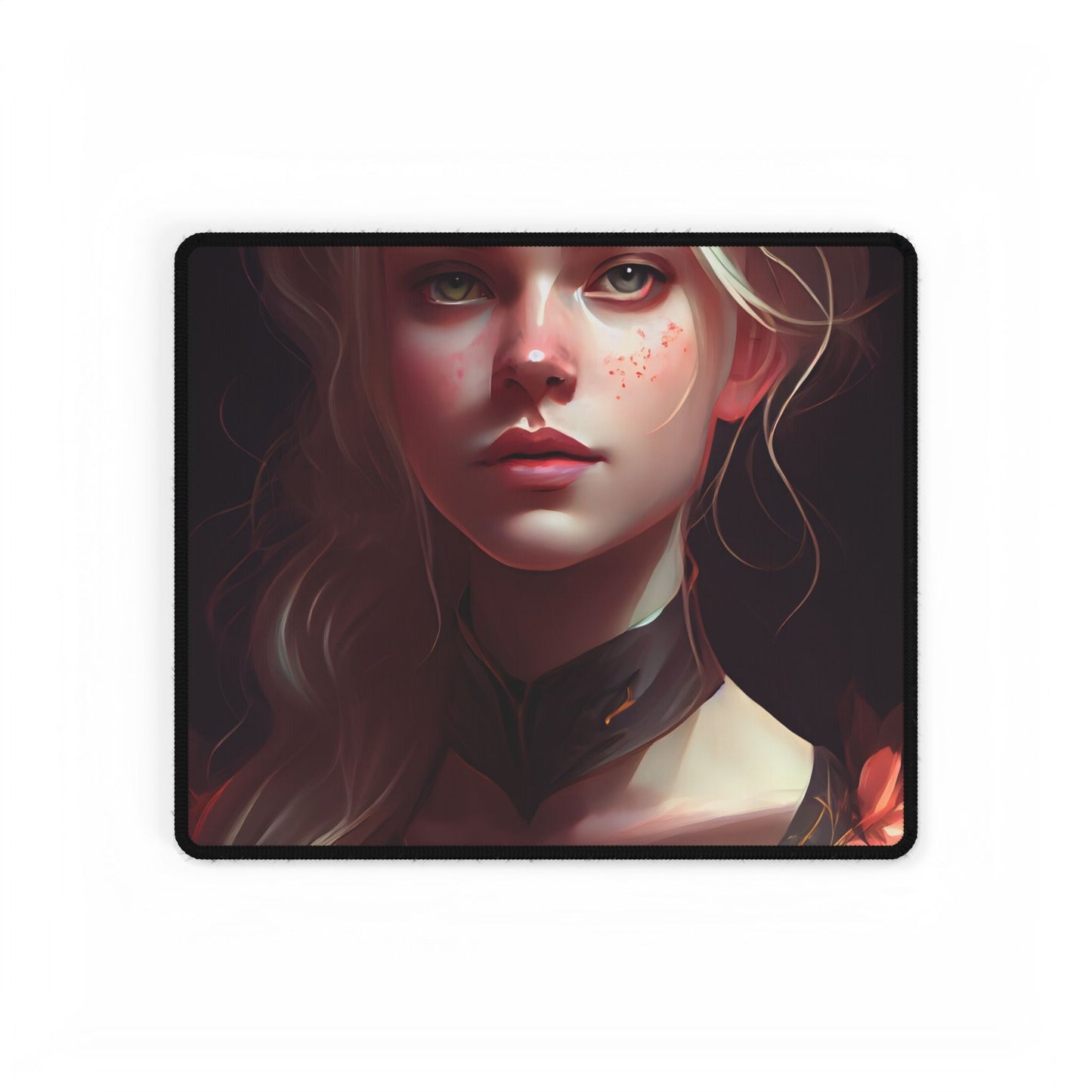 Astonishing Blonde Portrait: Artistic Beauty in Darkness - Desk Mat