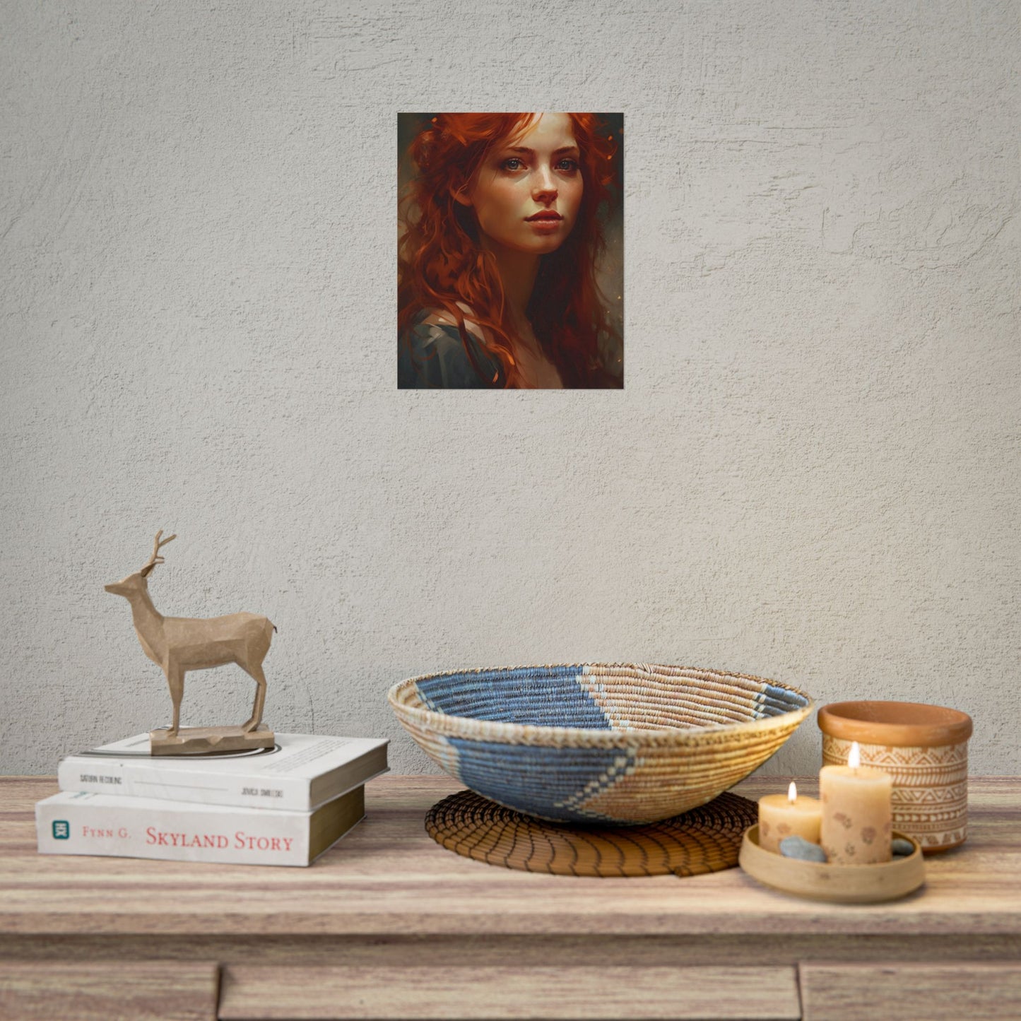 Stunning Redhead Female Portrait: Neutral Expression Art - Poster