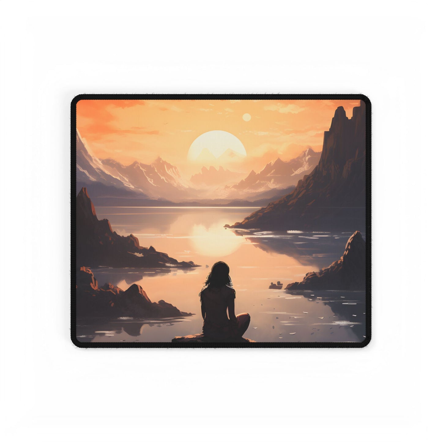 Profile Portrait: Monochrome Photography Art - Desk Mat