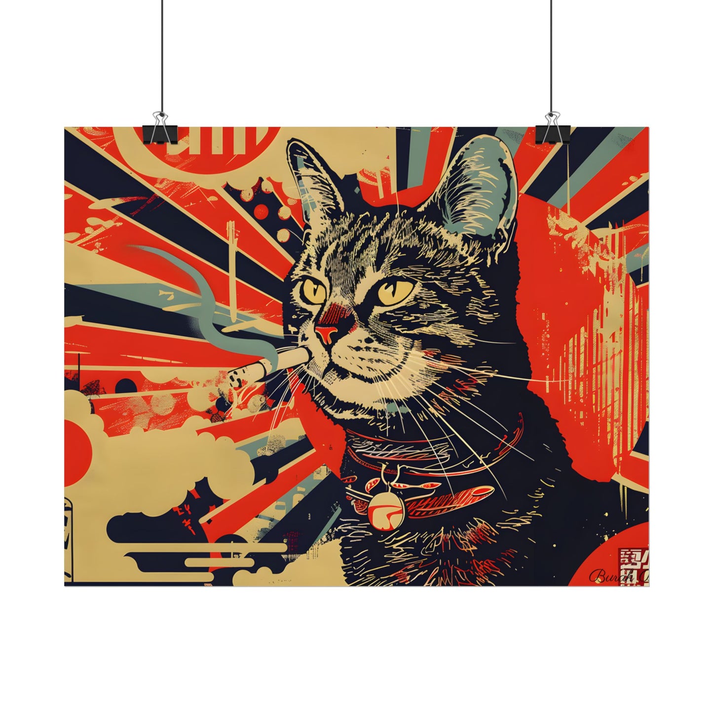 Whimsical Urban Wildlife: Cat Art in a Bolstered Setting - Poster