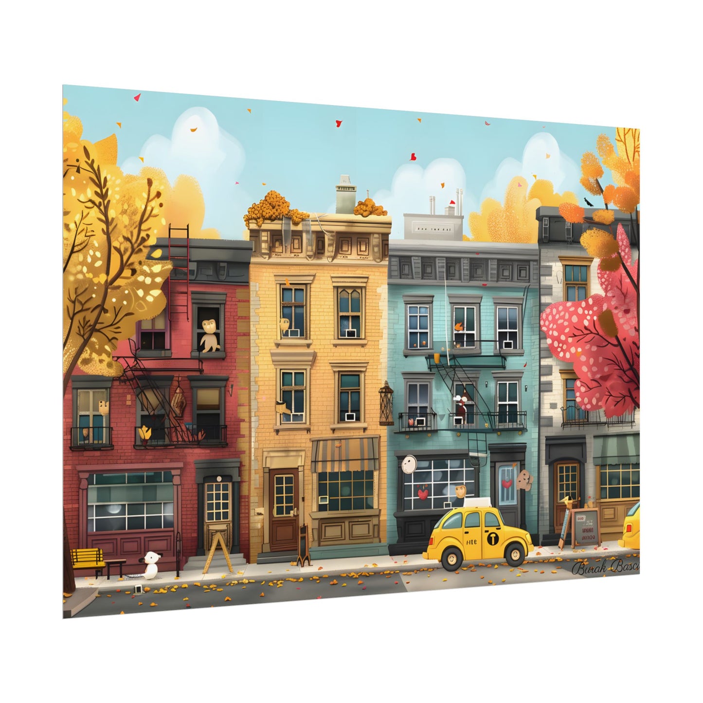 Whimsical Wonder: Playful Yellow Building Illustration - Poster