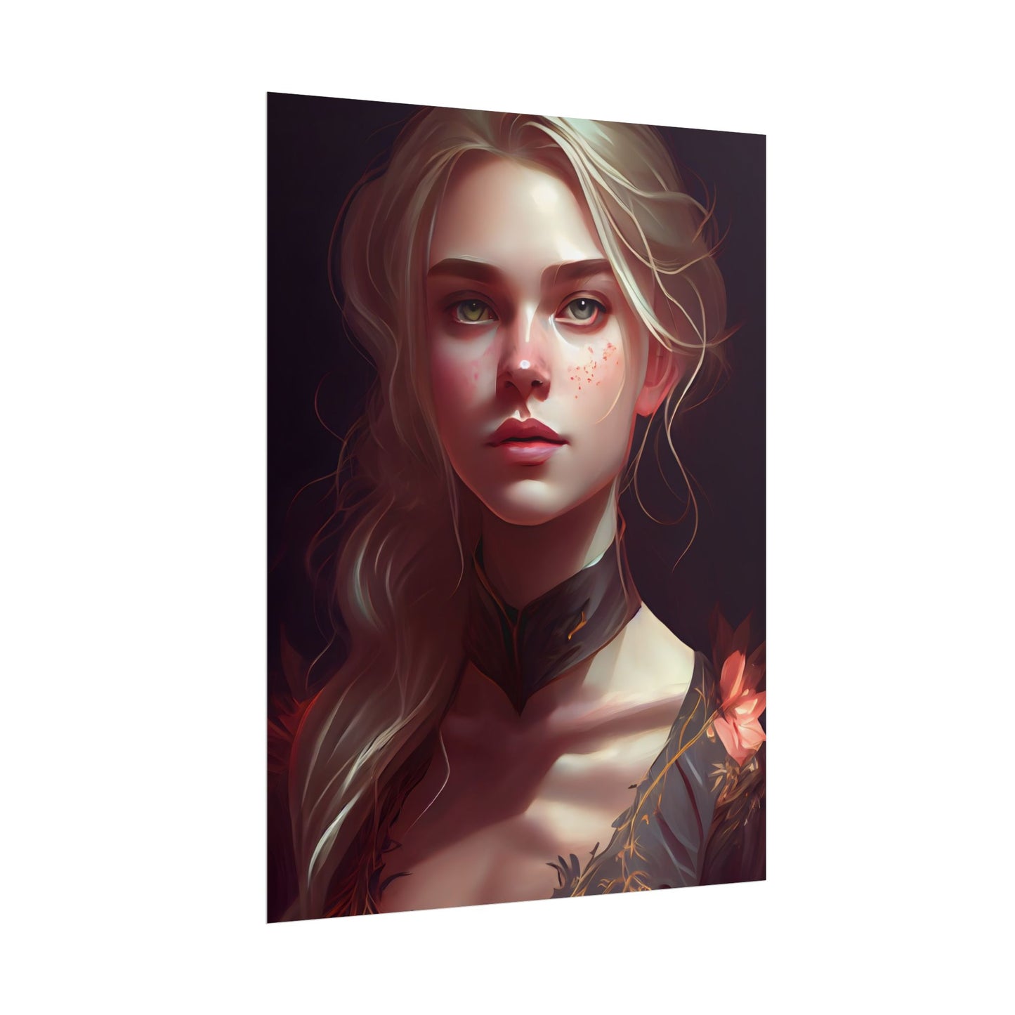 Astonishing Blonde Portrait: Artistic Beauty in Darkness - Poster