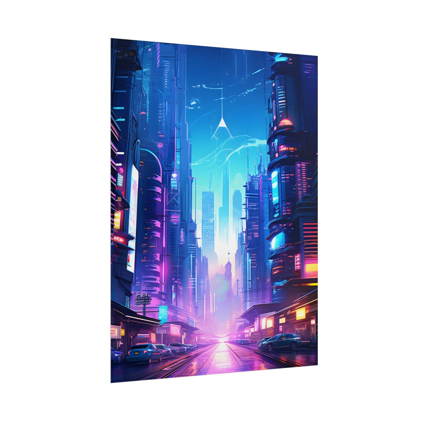 Futuristic Cityscape: Cyberpunk Dystopia Digital Artwork - Poster