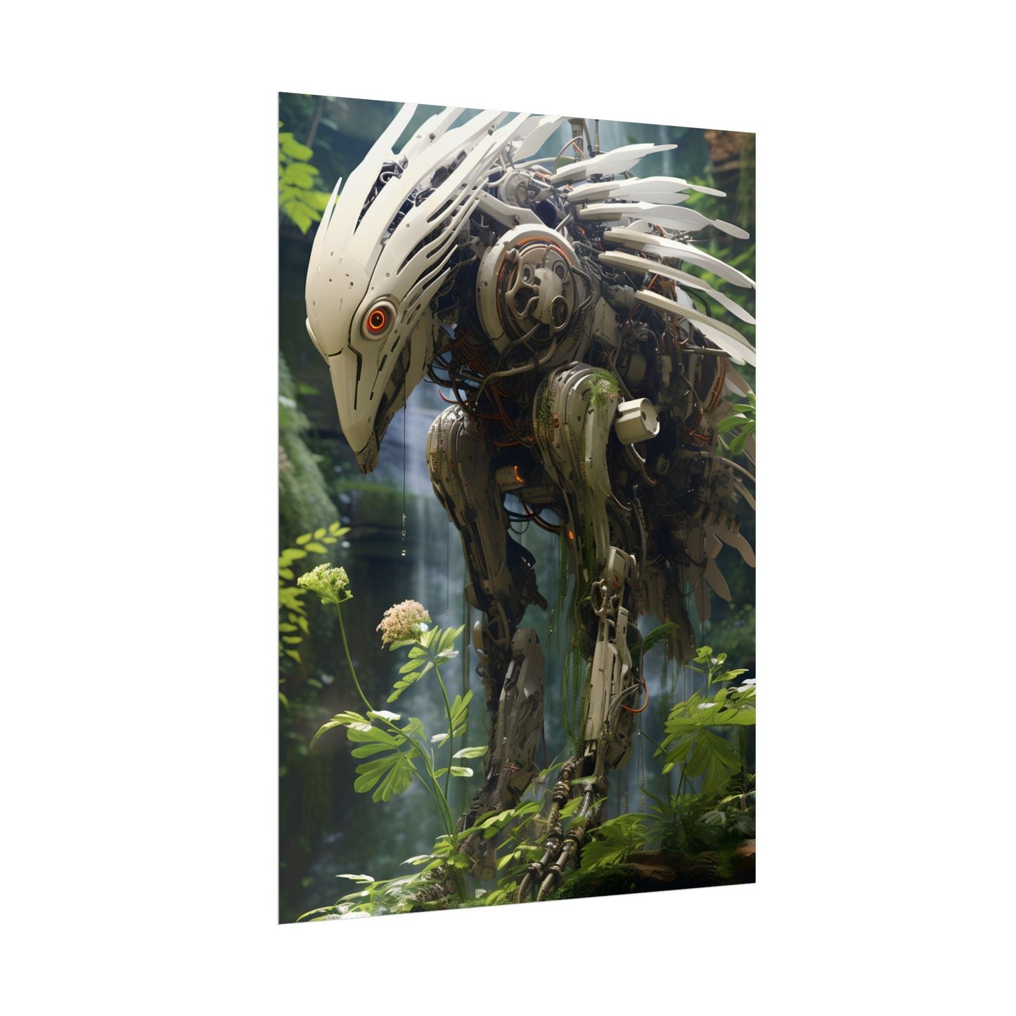 Modern Robotic Wildlife Sanctuary: Modern Digital Art - Poster