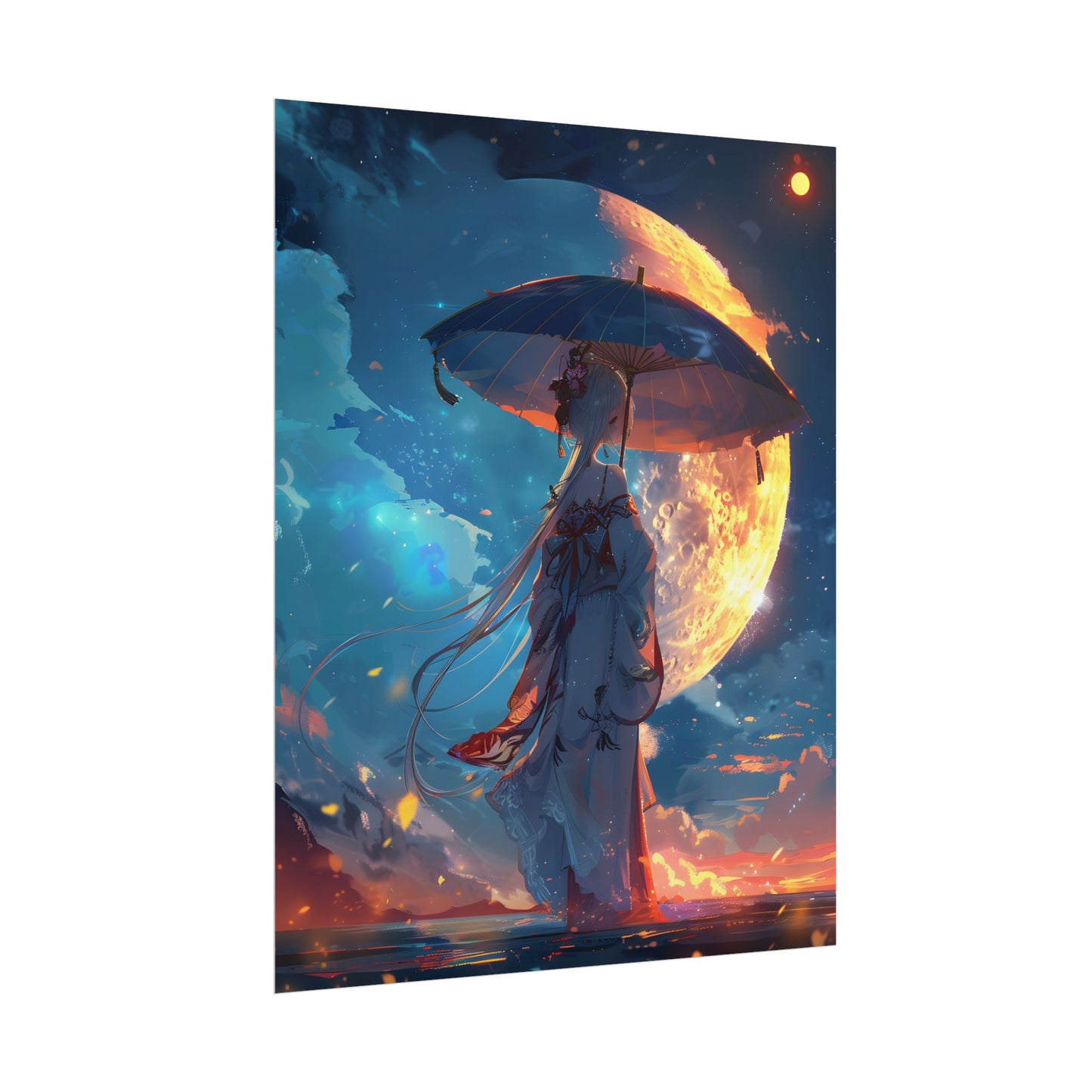 Winter Anime Girl: Holding Umbrella in Snowy Scene - Poster