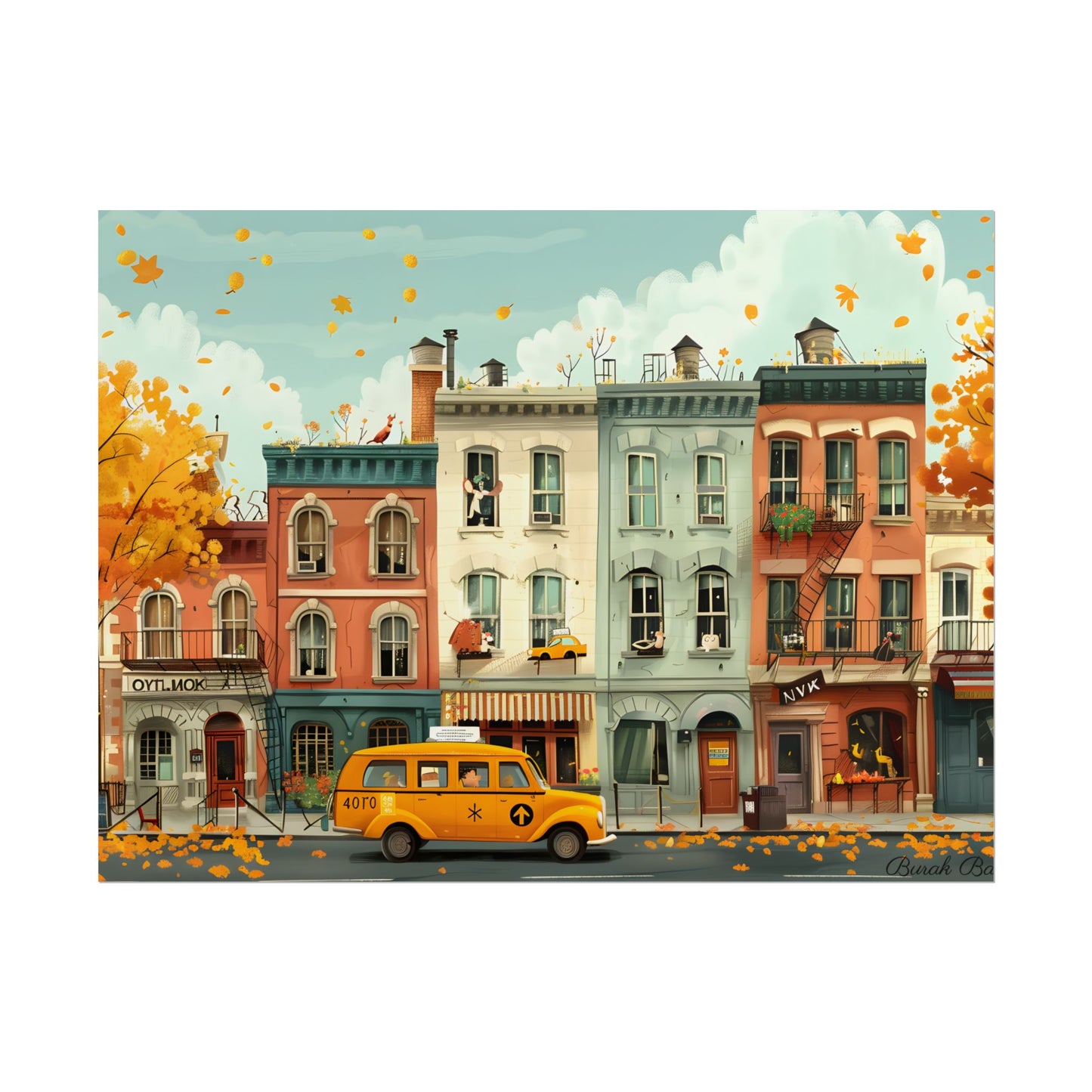 Whimsical Yellow Dream: A Captivating Illustration - Poster