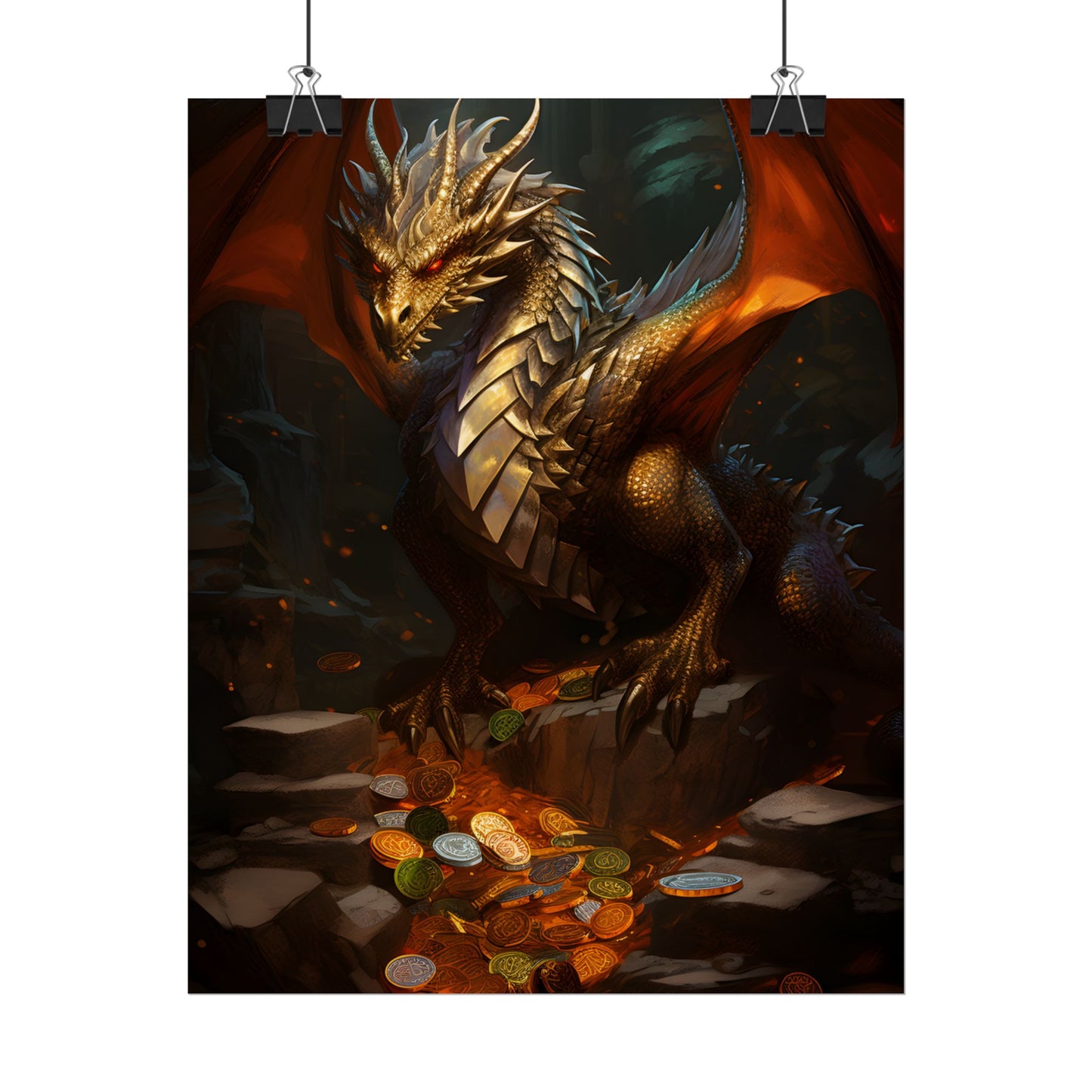 Ancient Fantasy Dragon Guard: Majestic Creature Art - Poster