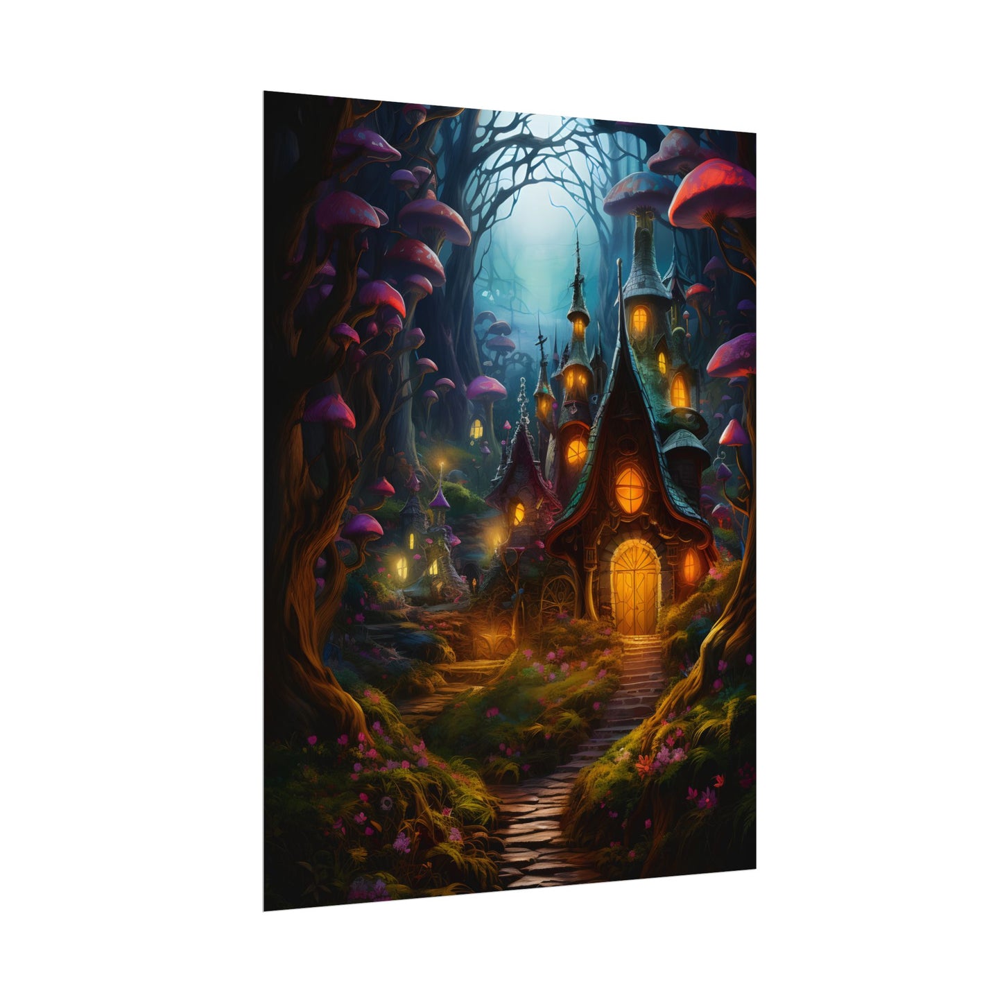 Enchanted Forest Boy: Whimsical Fairy Tale Scene - Poster
