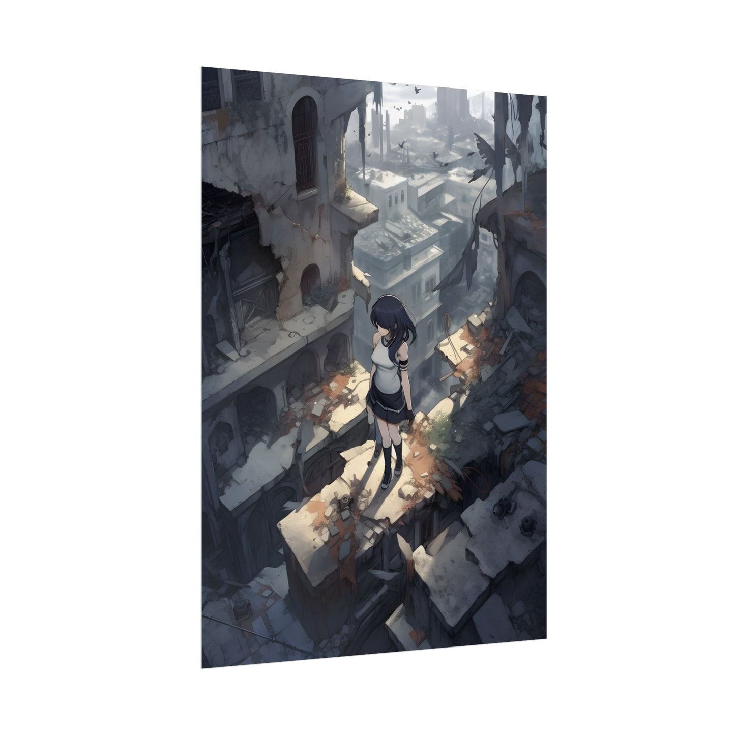 Anime Bird in Flight: Delicate Details in Mid-Air - Poster