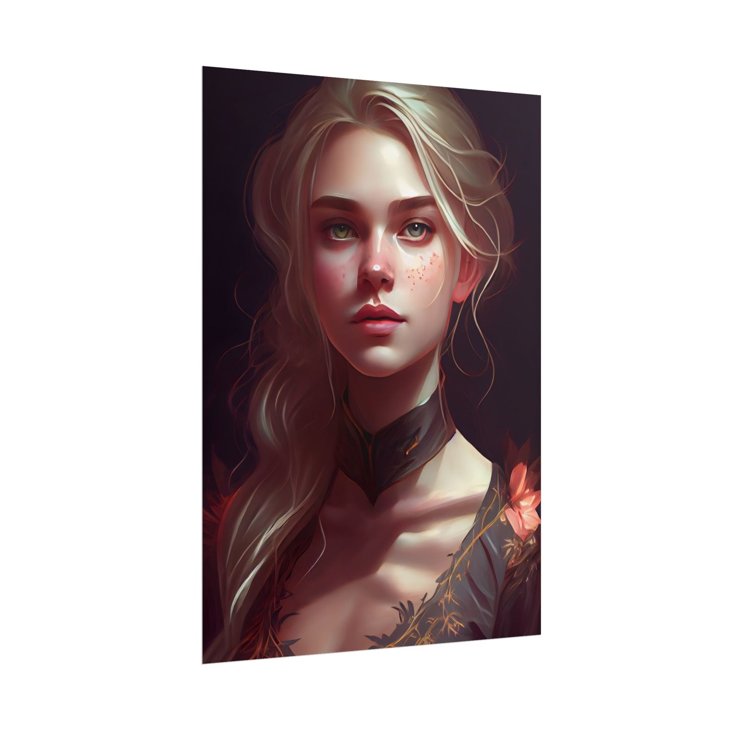 Astonishing Blonde Portrait: Artistic Beauty in Darkness - Poster
