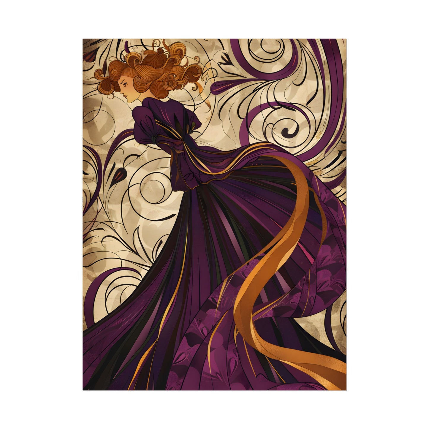 Art Nouveau Masterpiece: Elegant Geometric Design - Poster