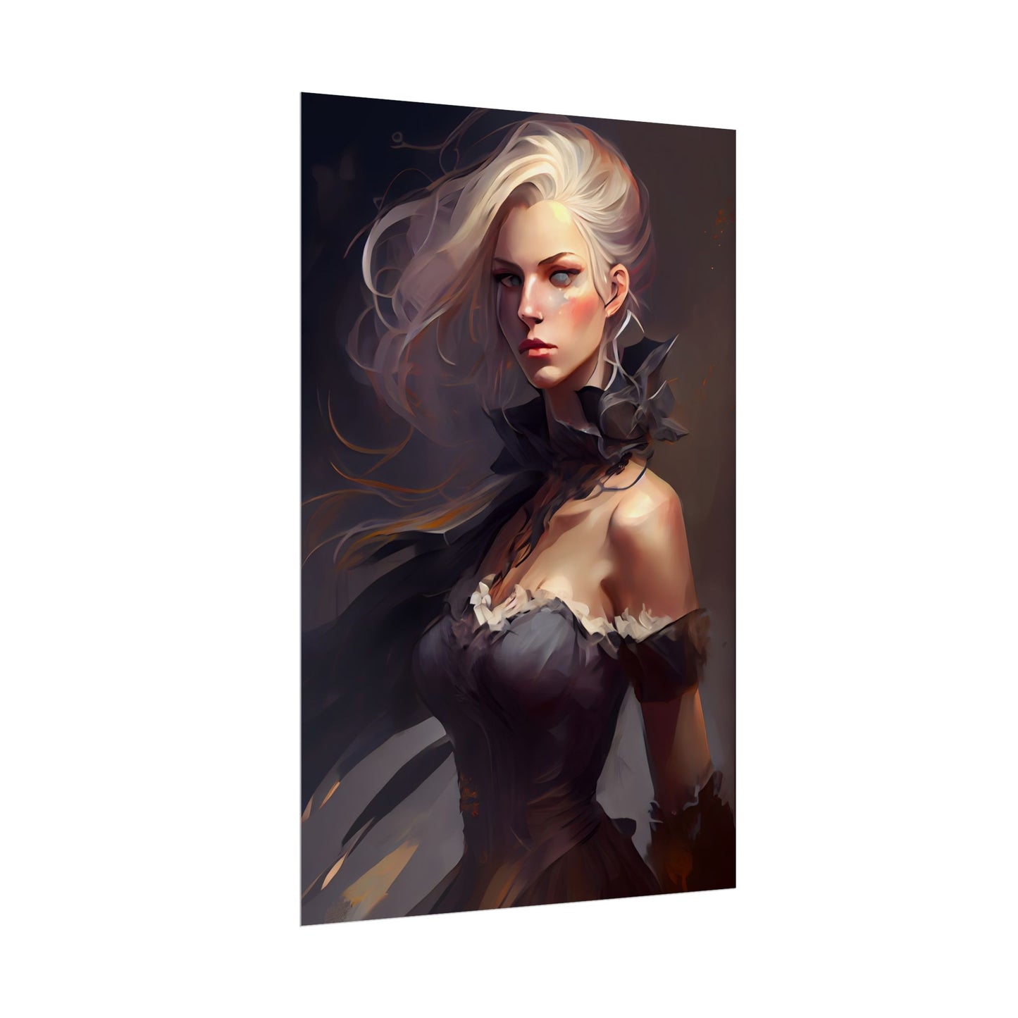 Elegant Blonde Beauty: Whirling Portrait Art - Poster