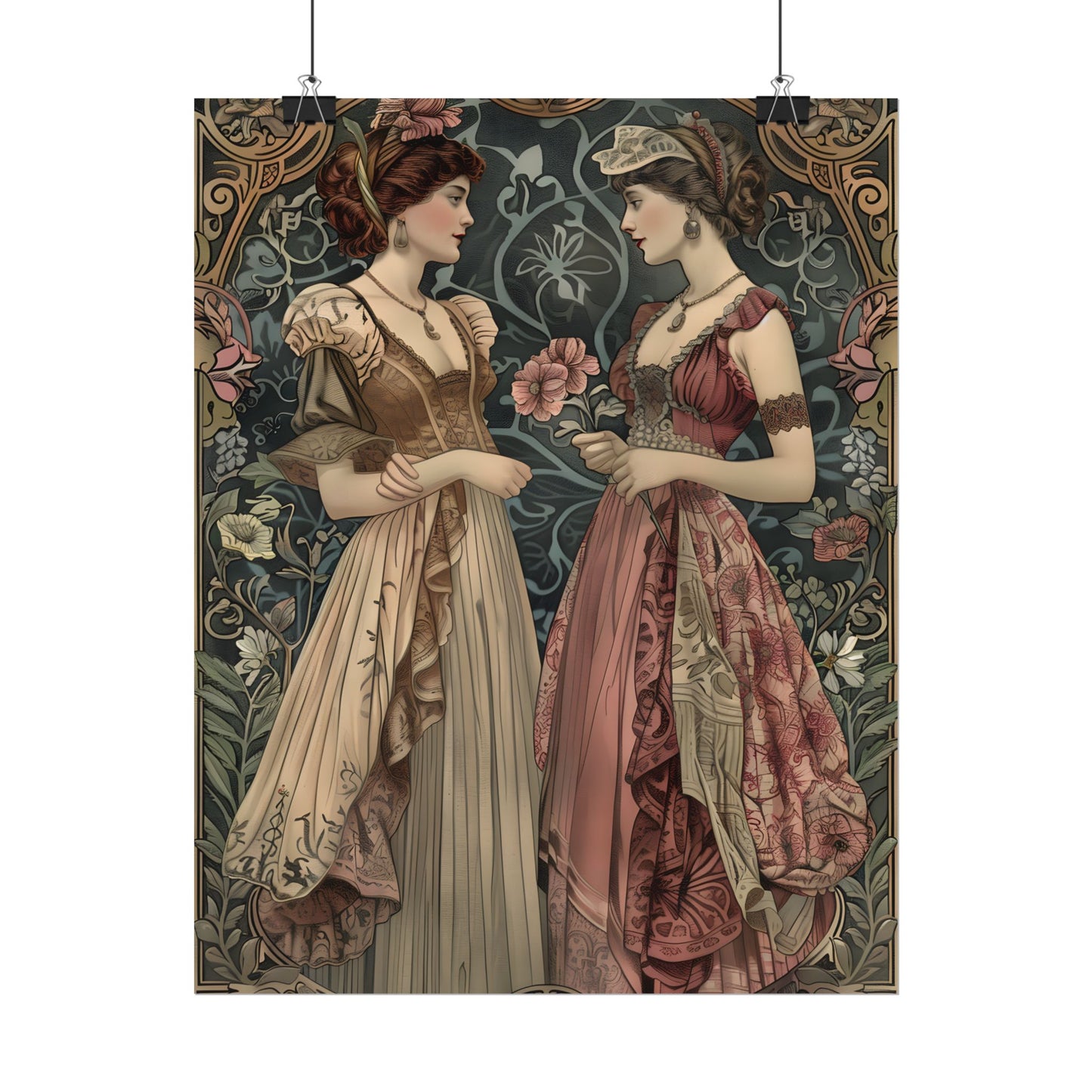 Women in Ornate Attire: Formal Primrose Ceremony - Poster