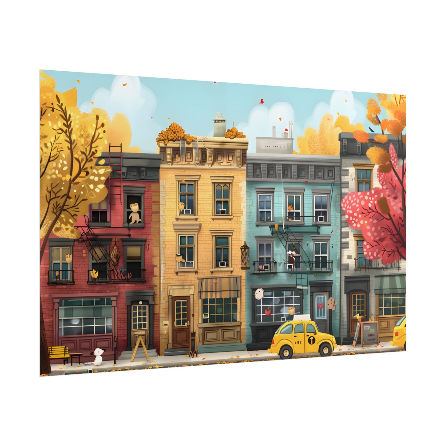 Whimsical Wonder: Playful Yellow Building Illustration - Poster