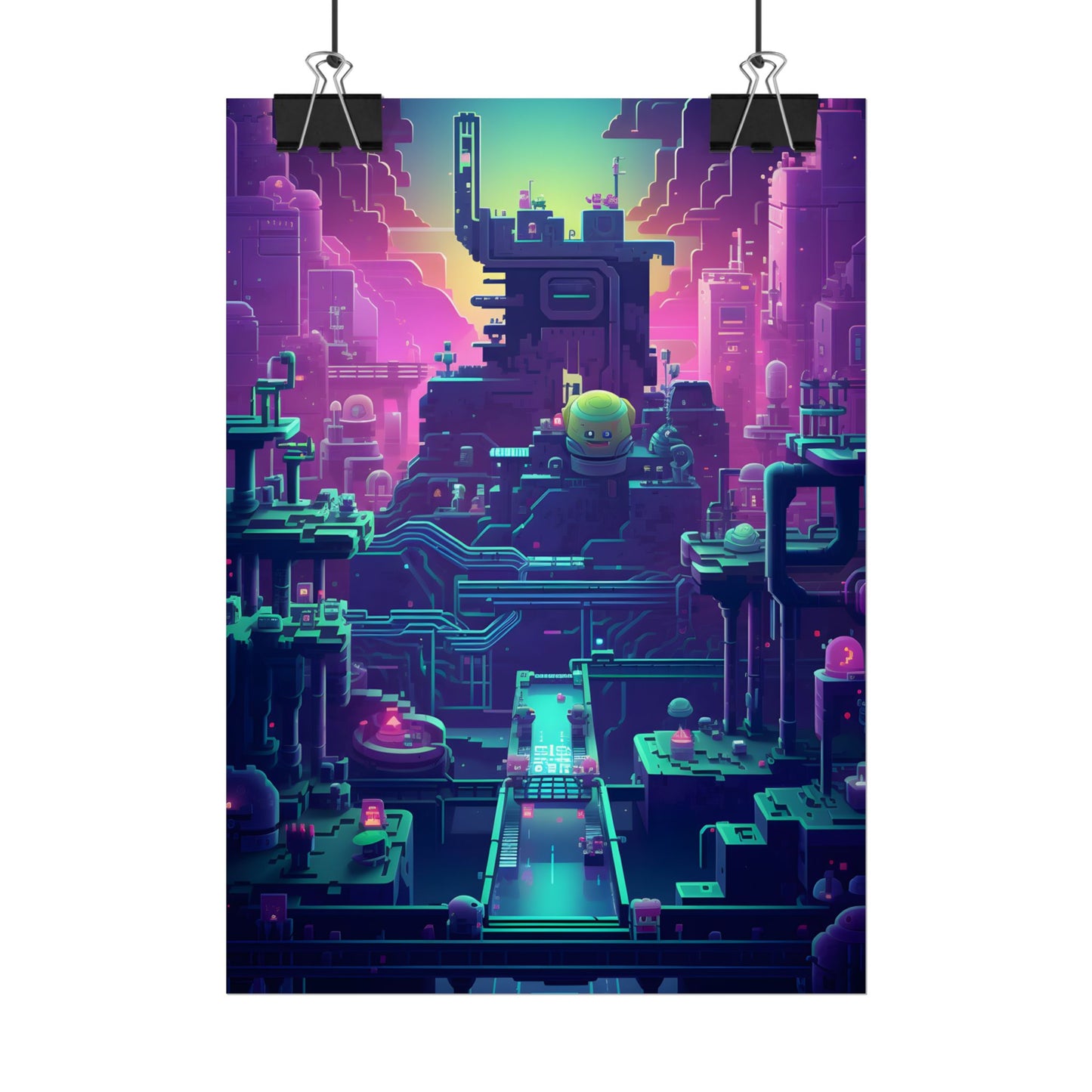Vibrant Cyber-Pets: Gamified Pixelated Digital Art - Poster