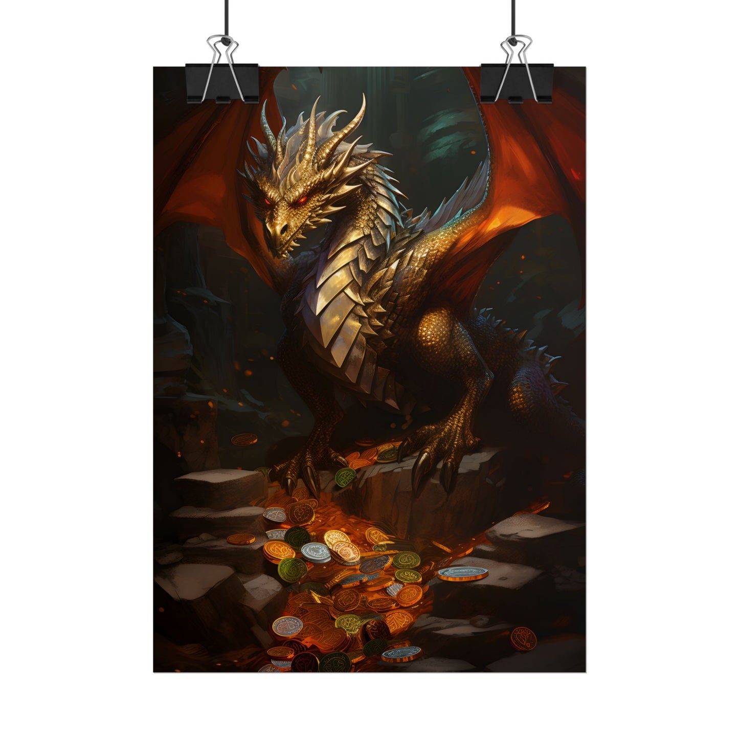 Ancient Fantasy Dragon Guard: Majestic Creature Art - Poster