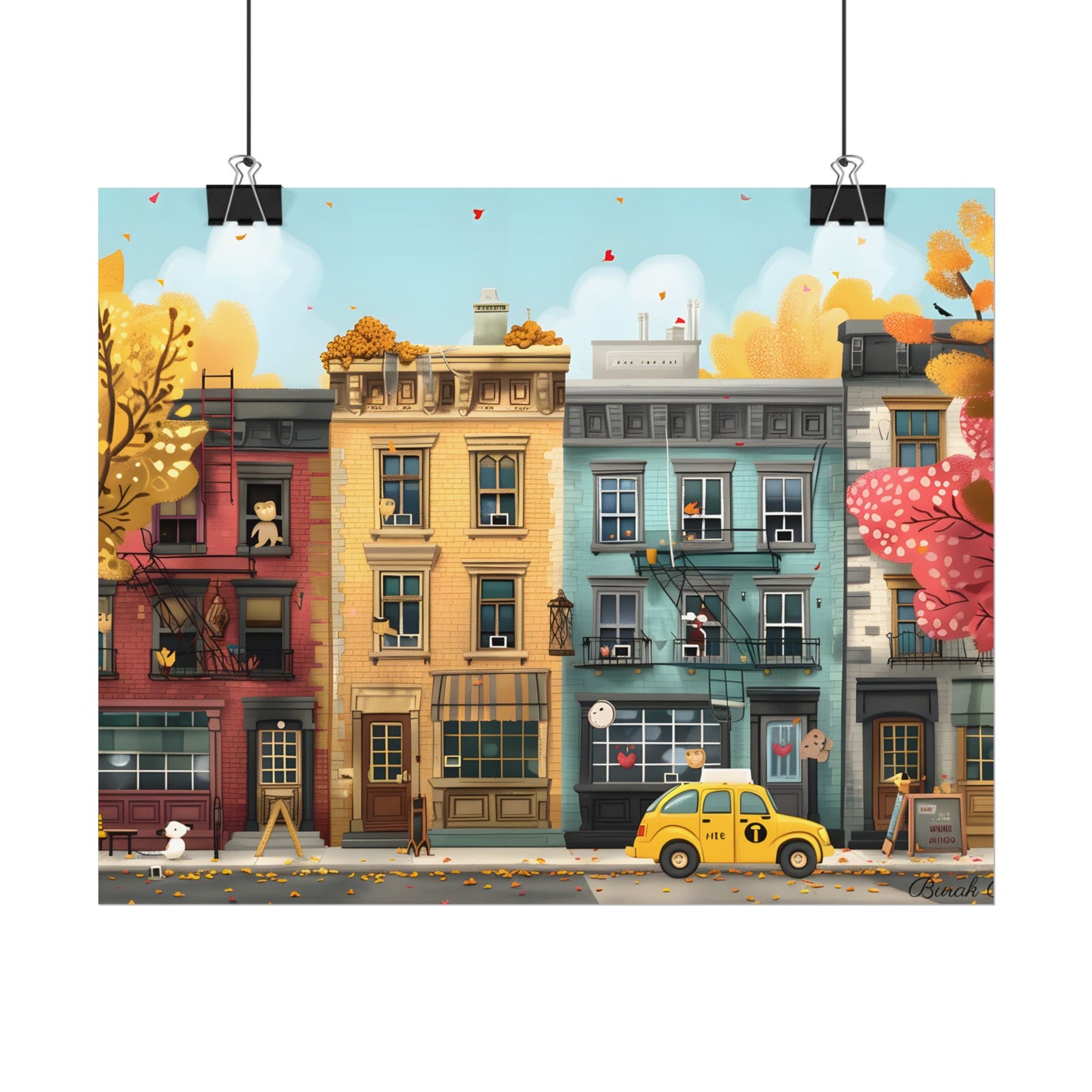 Whimsical Wonder: Playful Yellow Building Illustration - Poster