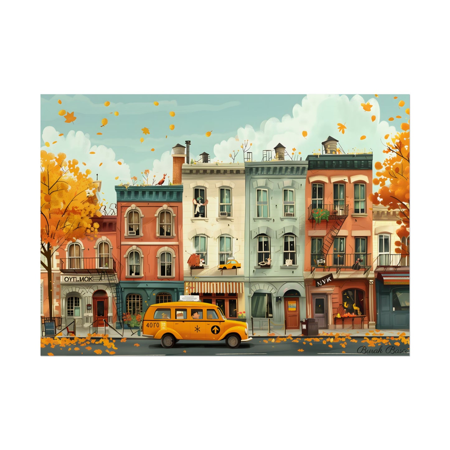 Whimsical Yellow Dream: A Captivating Illustration - Poster