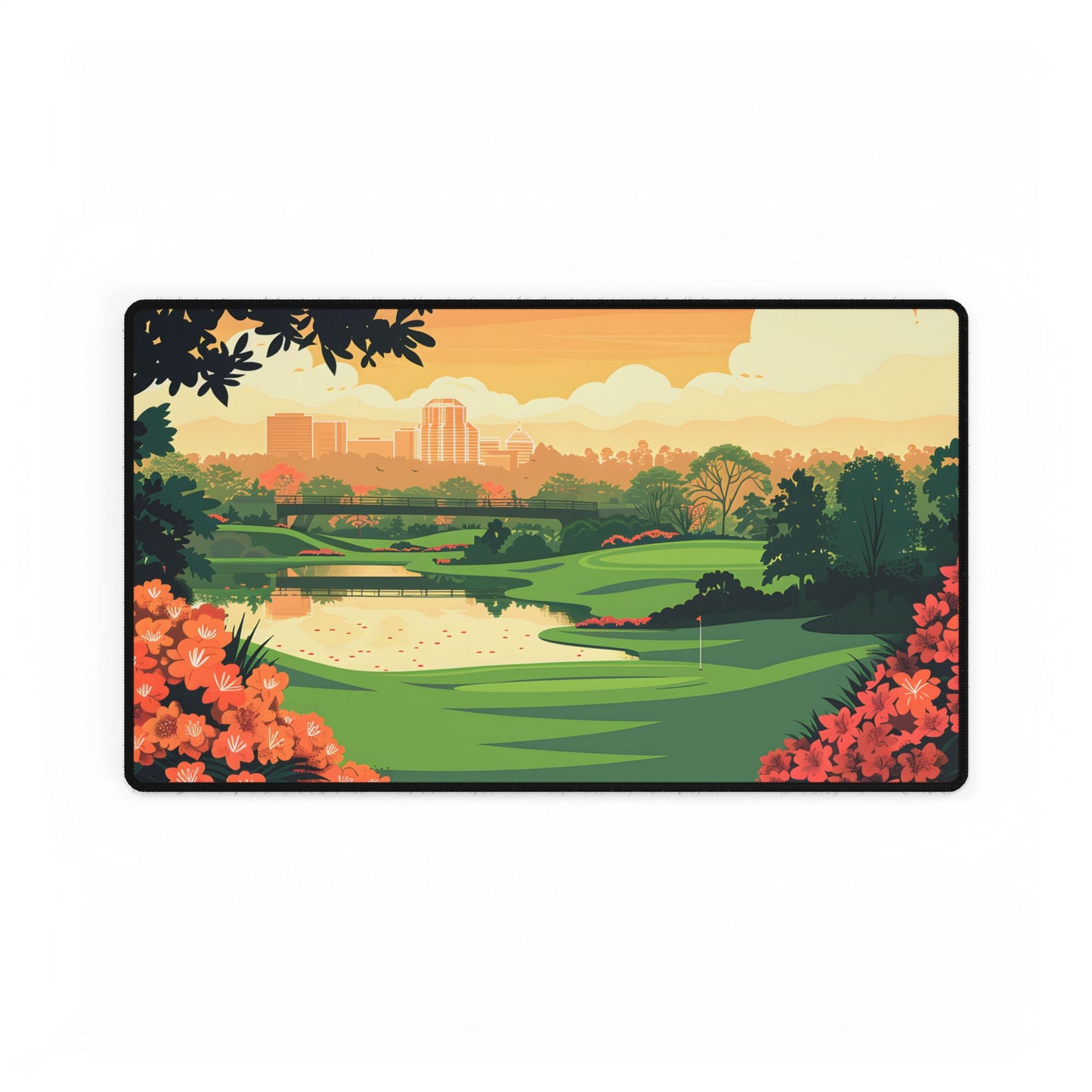Retro Golf Illustration: Augusta National Georgia - Desk Mat