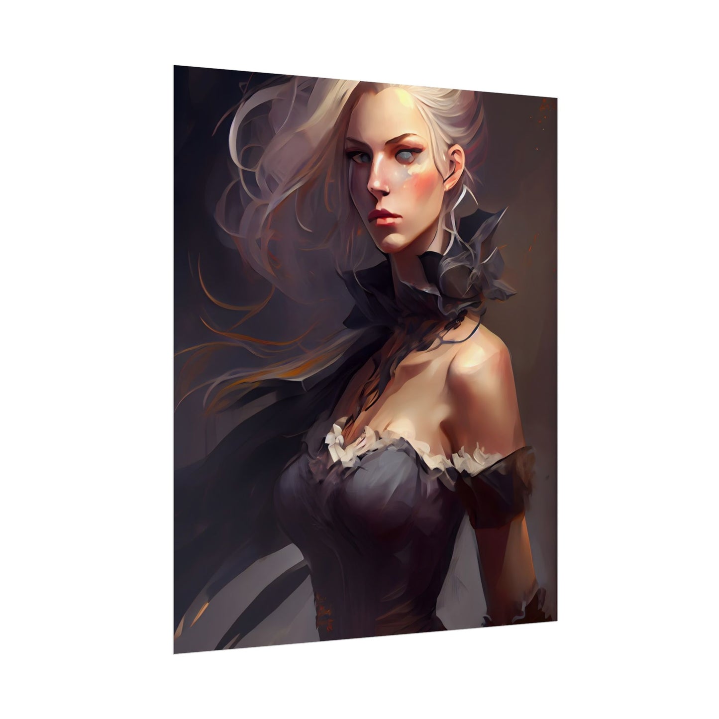Elegant Blonde Beauty: Whirling Portrait Art - Poster