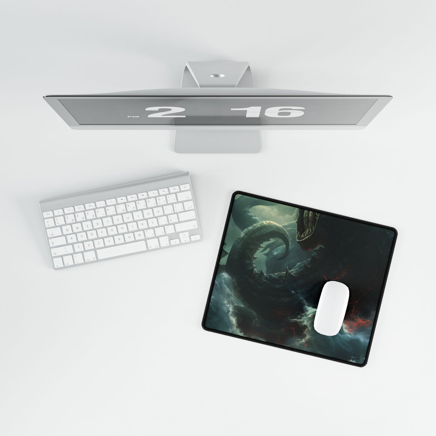 Ancient Sea Monster: Mythical Serpentine Digital Illustration - Desk Mat